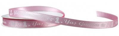 Rosa 1 Yas Gunum Satin Schleifenband, 1cm - Tortendekoshop