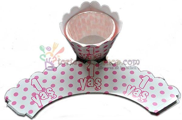 Rosa 1 Yas Thema, Cupcake, Muffin Wrappers - Tortendekoshop