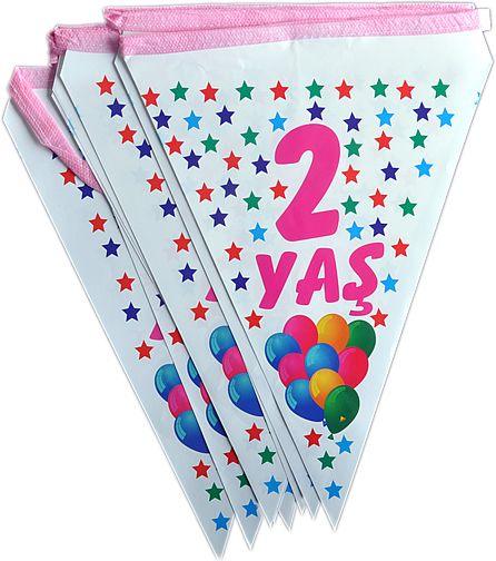 Rosa  2 Yas Party Wimpelkette - Tortendekoshop