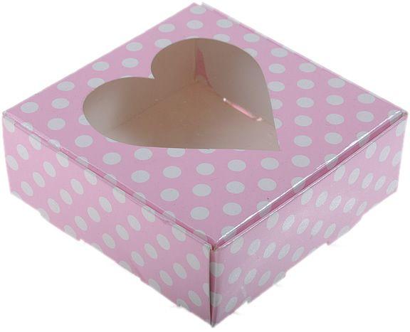 Rosa Acetat Schachteln mit Herzen, 8x8x3cm - Tortendekoshop