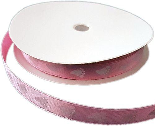 Rosa Babyfüsse Satin Schleifenband, 1cm - Tortendekoshop