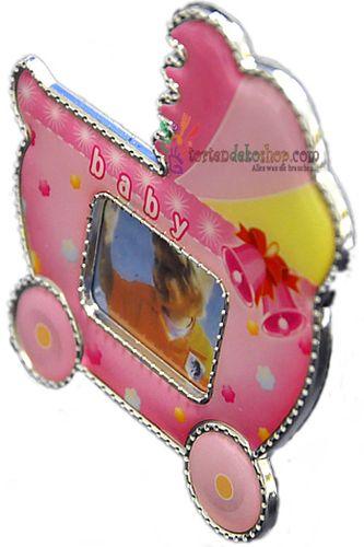 Rosa Babywagen Bilderrahmen - Tortendekoshop