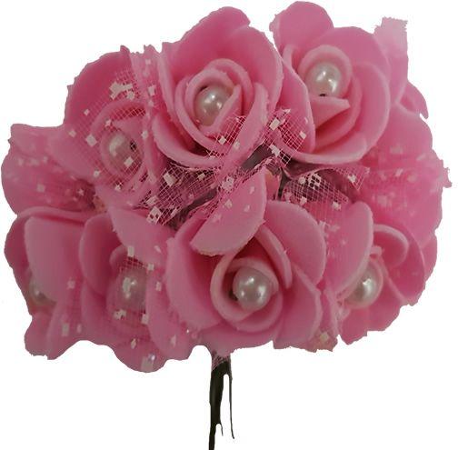Rosa Deko Rosen Blumen mit Perlen und Draht - Tortendekoshop