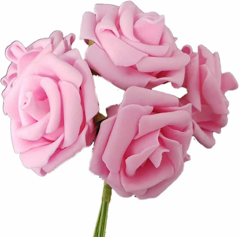 Rosa Deko Rosen mit Draht, 4cm - Tortendekoshop