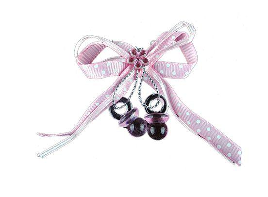 Rosa Deko Schleifen mit Babyschnuller - Tortendekoshop