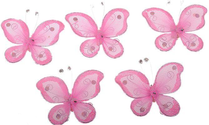 Rosa Deko Schmetterlinge mit Glitzer,10 Stk - Tortendekoshop