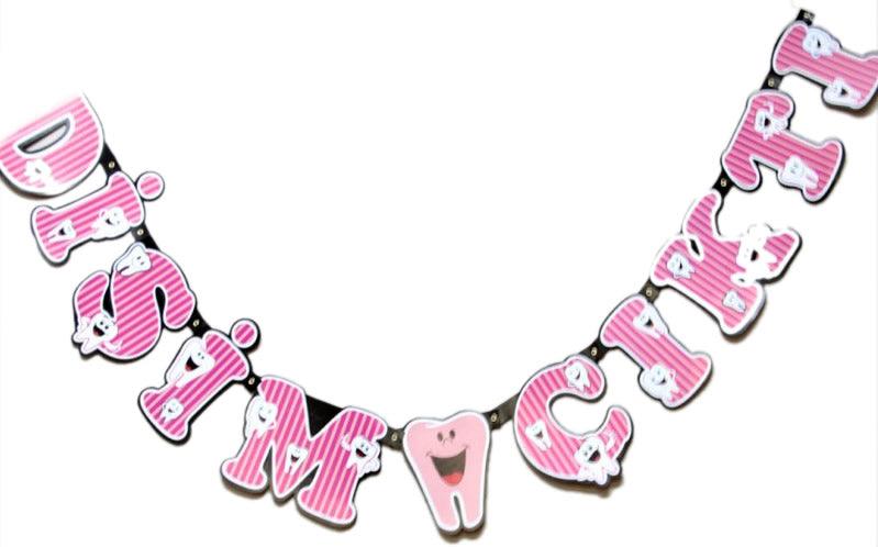 Rosa Disim Cikti, erster Zahn, Party Banner - Tortendekoshop