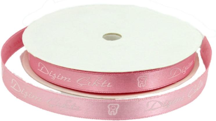 Rosa Disim Cikti, Zahn erster Satin Schleifenband, 1cm - Tortendekoshop