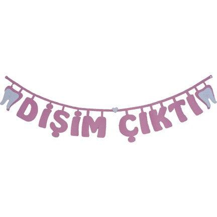 Rosa Disim Cikti Zahn erster Türdeko aus Filz - Tortendekoshop