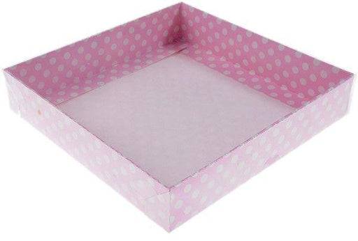 Rosa gepunktet Acetat Schachteln, 15x15cm - Tortendekoshop