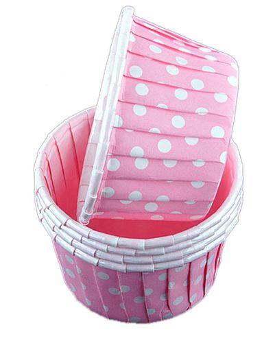 Rosa gepunktet Cupcake, Muffinförmchen - Tortendekoshop
