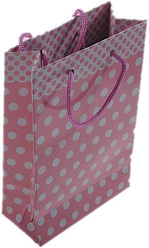 Rosa gepunktet Karton Geschenktüte, 11x17cm - Tortendekoshop
