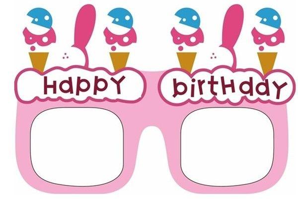 Rosa Happy Birthday Karton Maske - Tortendekoshop
