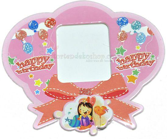 Rosa Happy Birthday Magnet Bilderrahmen - Tortendekoshop