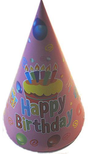Rosa Happy Birthday Partyhüte - Tortendekoshop