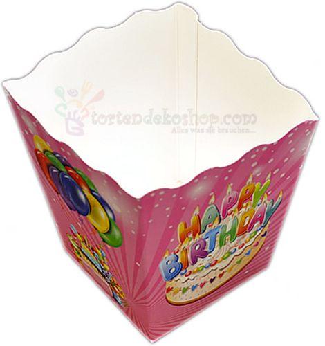 Rosa Happy Birthday Popcorn Box - Tortendekoshop