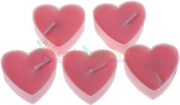 Rosa Herzförmige Kerzen Set - Tortendekoshop