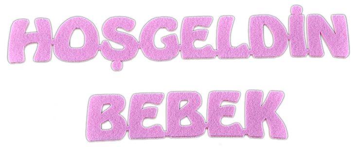Rosa Hosgeldin Bebegim Deko aus Filz - Tortendekoshop