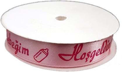 Rosa Hosgeldin Bebegim Satin Schleifenband, 2cm - Tortendekoshop