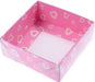 Rosa mit Herz Motiven Acetat Schachteln, 9x9x3cm - Tortendekoshop