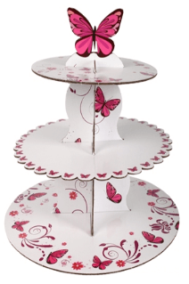 Rosa mit Schmetterling  bedruckte Karton Stand - Tortendekoshop