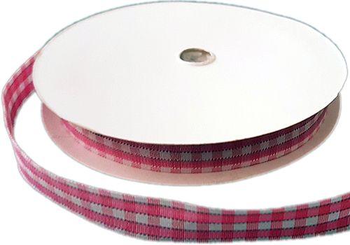 Rosa Satin Schleifenband mit viereck bedruckt, 1cm - Tortendekoshop