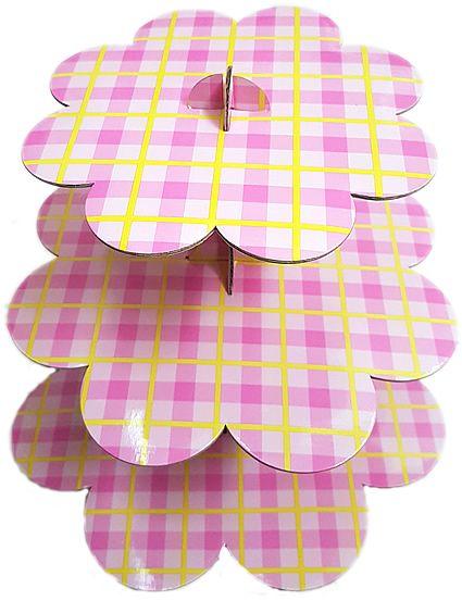 Rosa und Gelb Karton Cupcake Ständer - Tortendekoshop