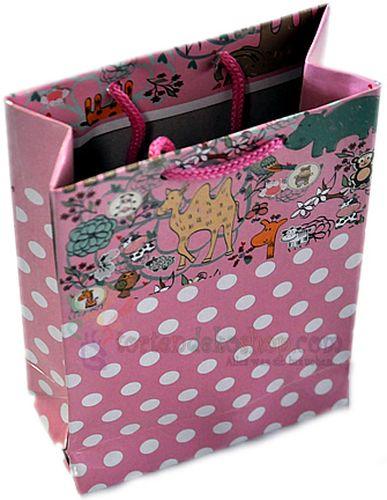 Rosa Zoo Tiere Karton Geschenktüte, 11x17cm - Tortendekoshop