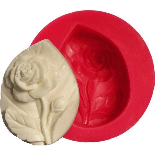 Rose mit Blatt Silikonform - Tortendekoshop