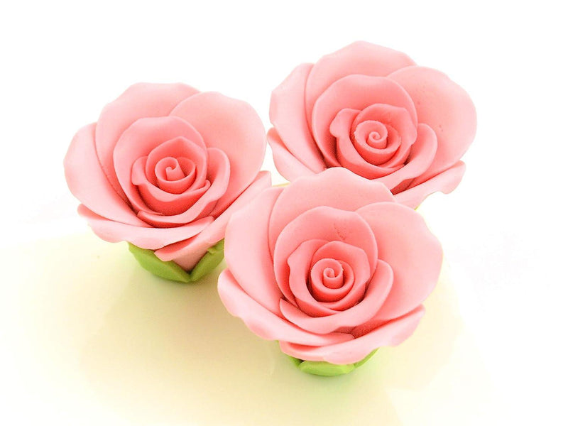 Rosen 35mm rosa Zucker, 3 Stück - Tortendekoshop