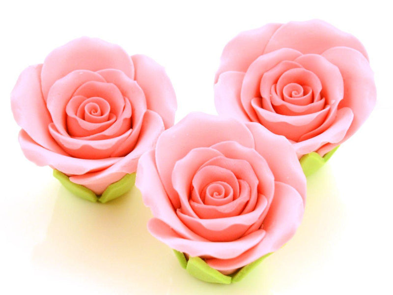 Rosen 50mm rosa Zucker, 3 Stück - Tortendekoshop