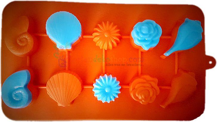 Rosen, Blumen, Muscheln Schokoladen Silikonform - Tortendekoshop