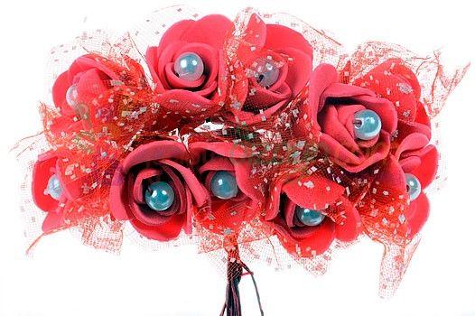 Rot Deko Rosen mit Draht und Perlen - Tortendekoshop