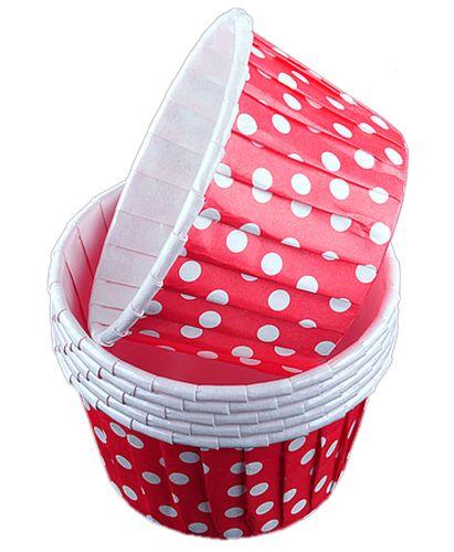 Rot gepunktet Cupcake, Muffinförmchen - Tortendekoshop