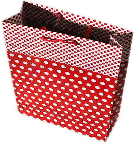Rot gepunktet Karton Geschenktüte, 14x17cm - Tortendekoshop