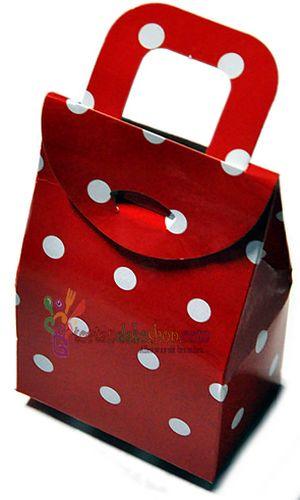 Rot gepunktet Karton Geschenktüte, 7x11cm - Tortendekoshop