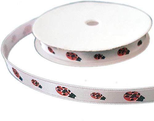 Rot Marienkäfer Satin Deko Schleifenband, 1cm - Tortendekoshop