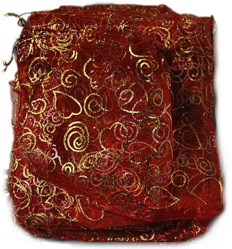 Rot mit Gold motiven Tüllbeutel - Tortendekoshop