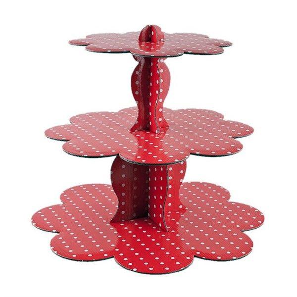 Rot mit Pünktchen Cupcake, Muffin Ständer - Tortendekoshop