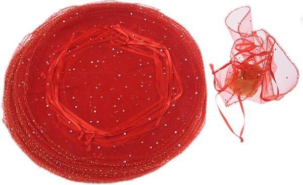 Rot Tüllbeutel mit Glitzer - Tortendekoshop