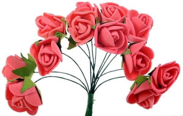 Rote Deko Rosen mit Draht,2 bund - Tortendekoshop