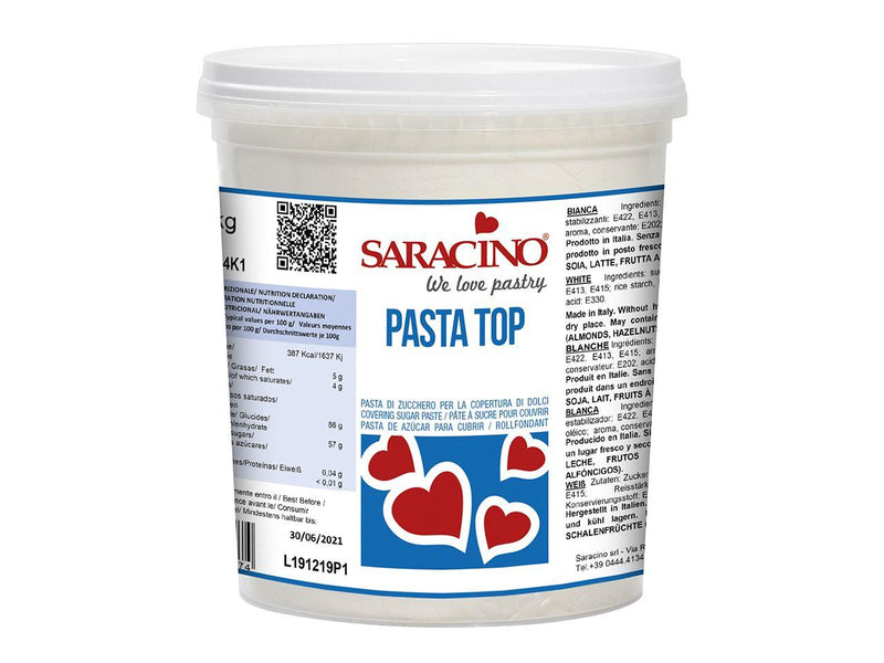 Saracino Fondant Pasta Top weiß, 1kg - Tortendekoshop