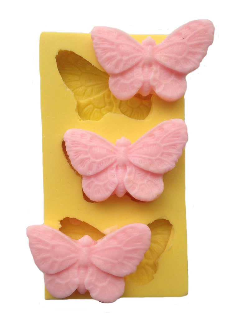 Schmetterling mit Motiven Silikonform, 3er - Tortendekoshop