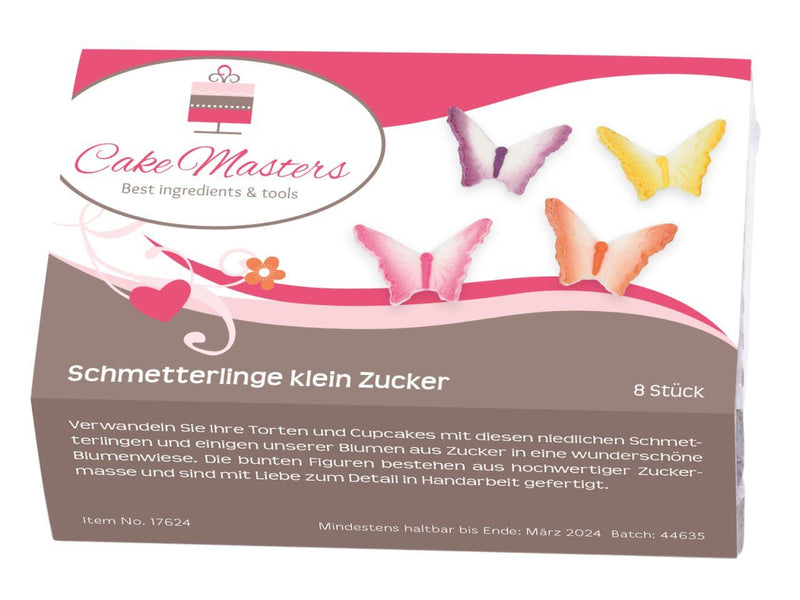 Schmetterlinge klein Zucker, 8 Stück - Tortendekoshop