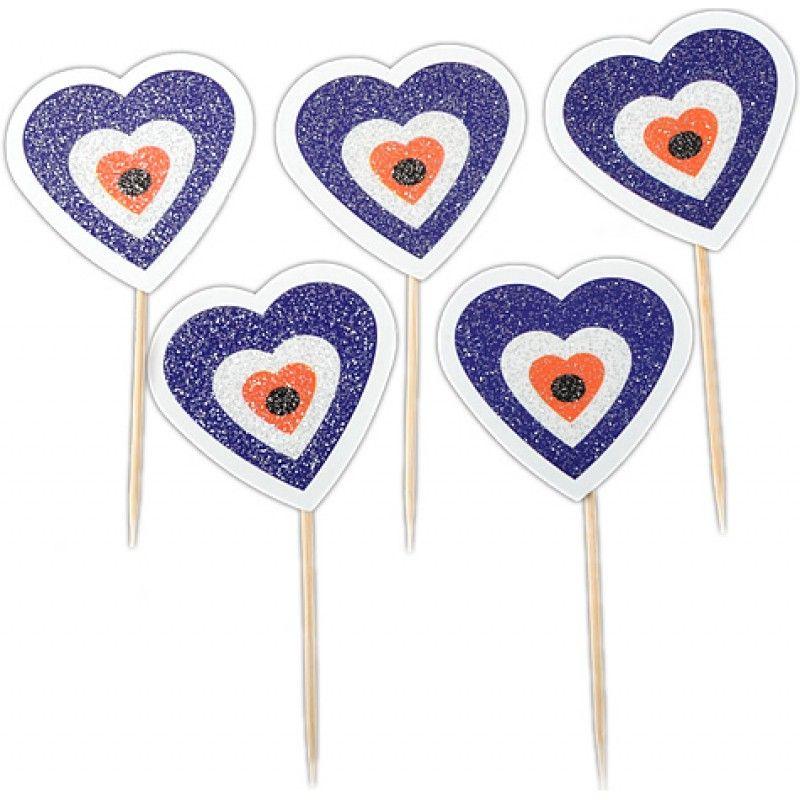 Schützende Auge in Herzform Kuchen Topper, Cupcake Picks - Tortendekoshop