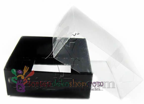 Schwarz Acetat Schachteln, 8x8x3cm - Tortendekoshop