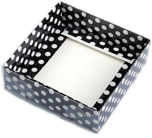 Schwarz gepunktet Acetat Schachtel, 8x8x3cm - Tortendekoshop