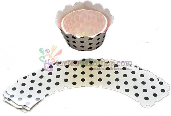 Schwarz gepunktet Cupcake, Muffin Wrappers - Tortendekoshop