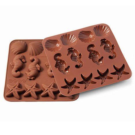 Seestern, Muschel, Seepferdchen Schokoladen Silikonform - Tortendekoshop