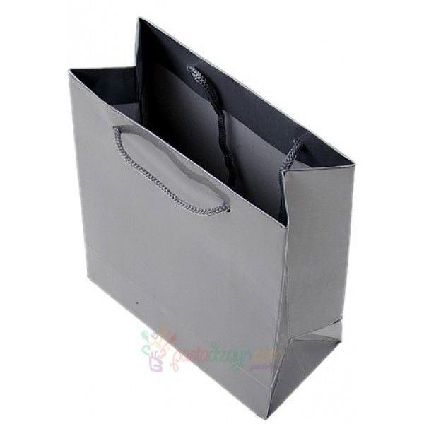 Silber Karton Geschenktüte, 11x11cm - Tortendekoshop